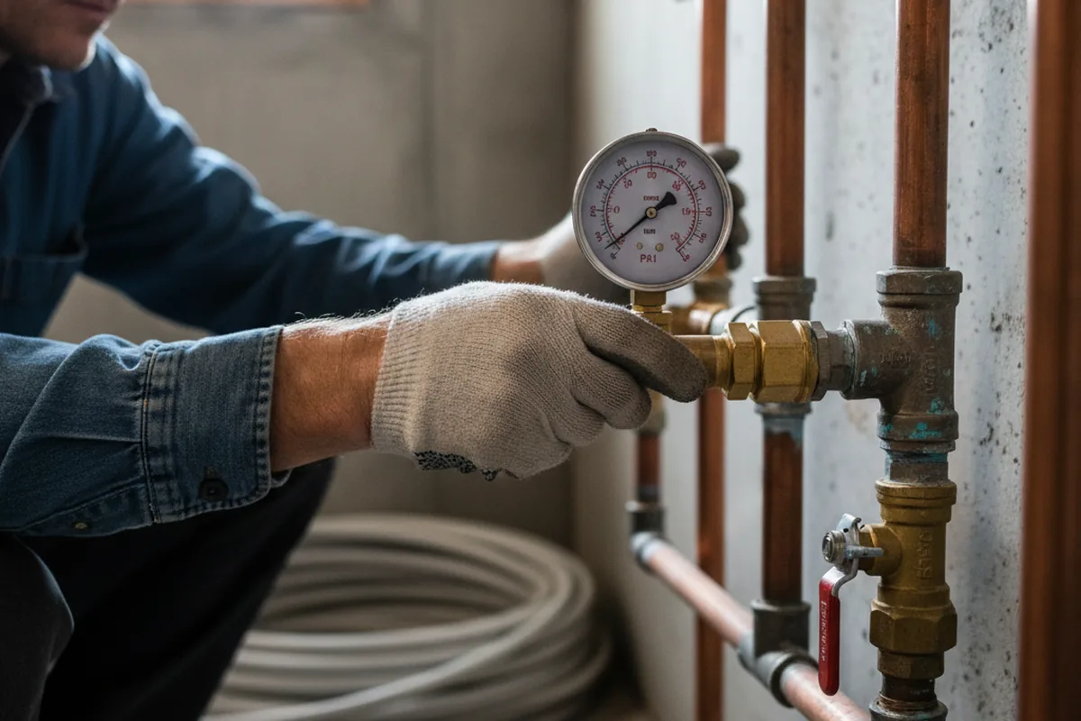 Pressure testing a repaired line during Water Line Repair in Manley